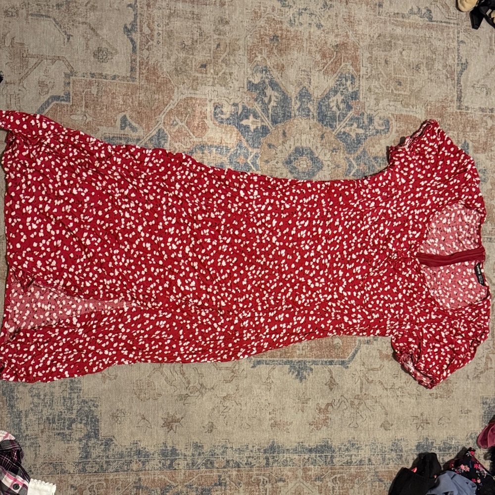 Red and White Patterned Dress